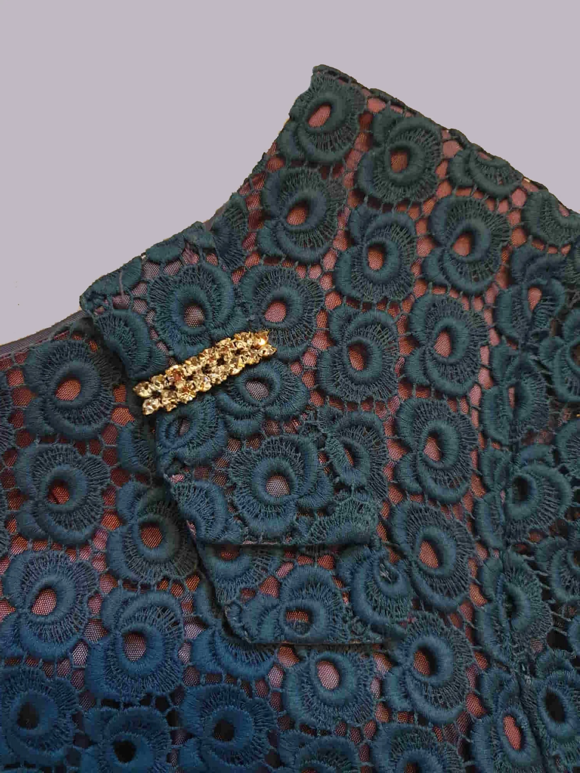 1960s Blue Guipure Lace Dress With Diamante Trim by Maurice - M