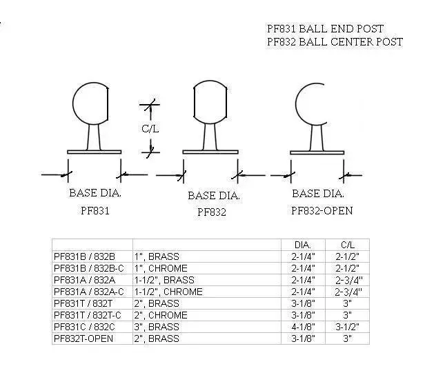 Ball Center Post For 1-1/2" Tubing