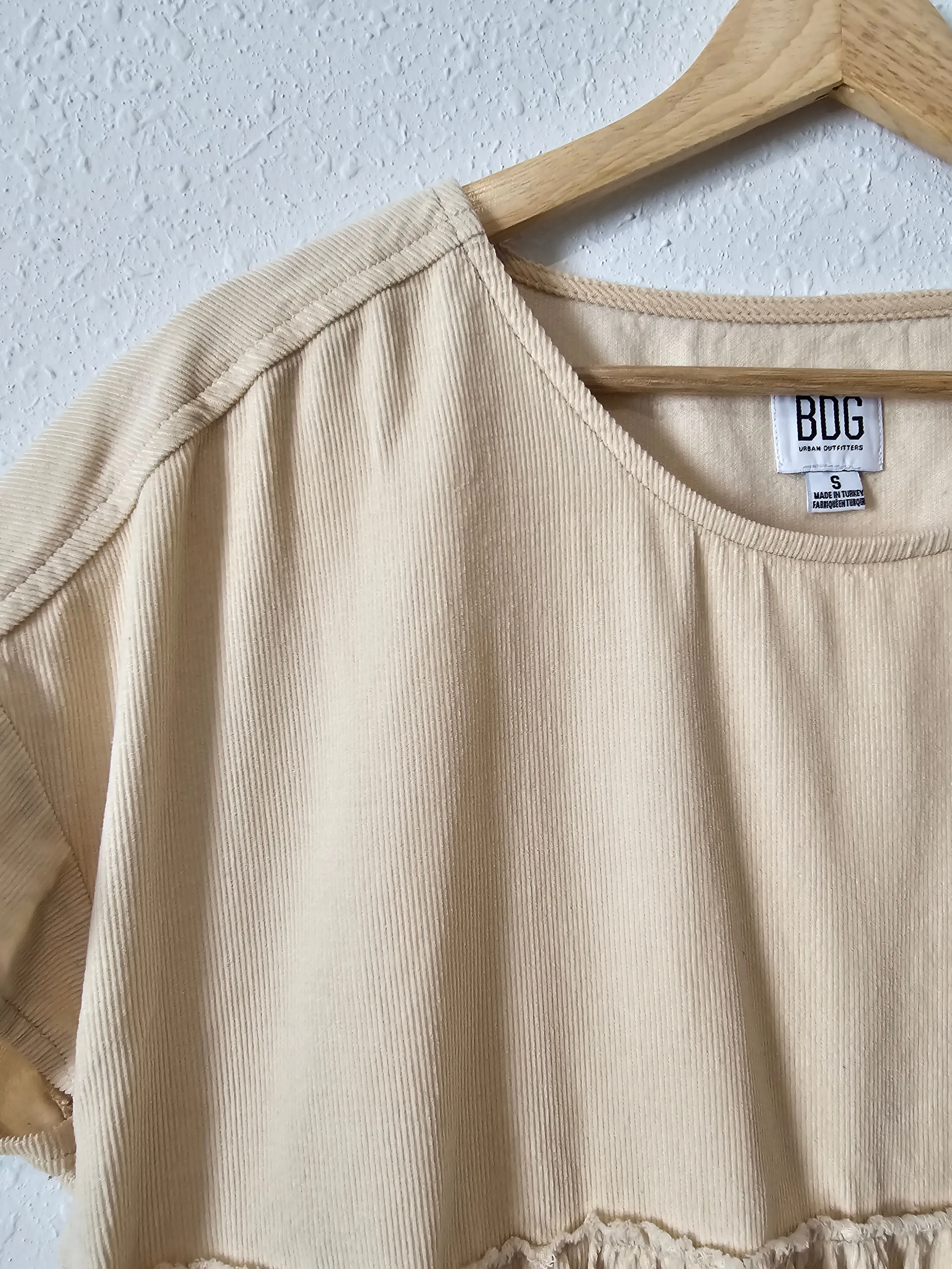 BDG Cream Cord Babydoll Dress (S)
