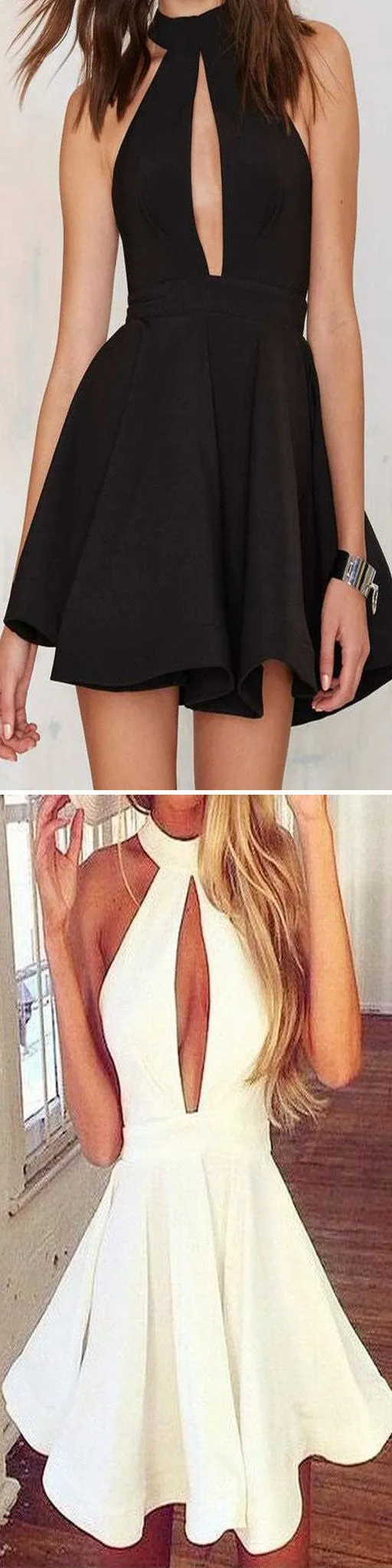 Black Chiffon Short Homecoming Dress with Open Back and Front