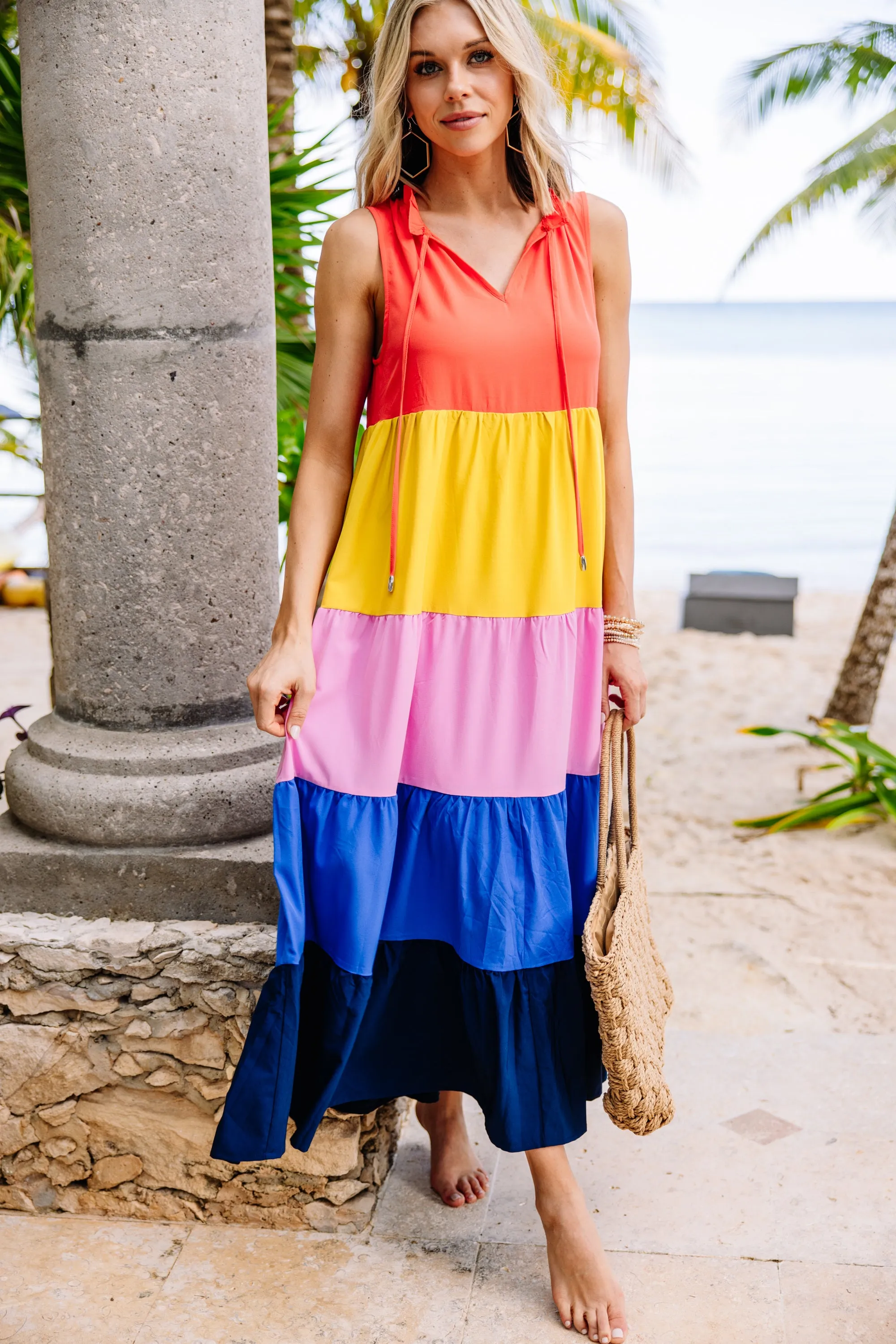 Bright Ideas Orange Colorblock Maxi Dress