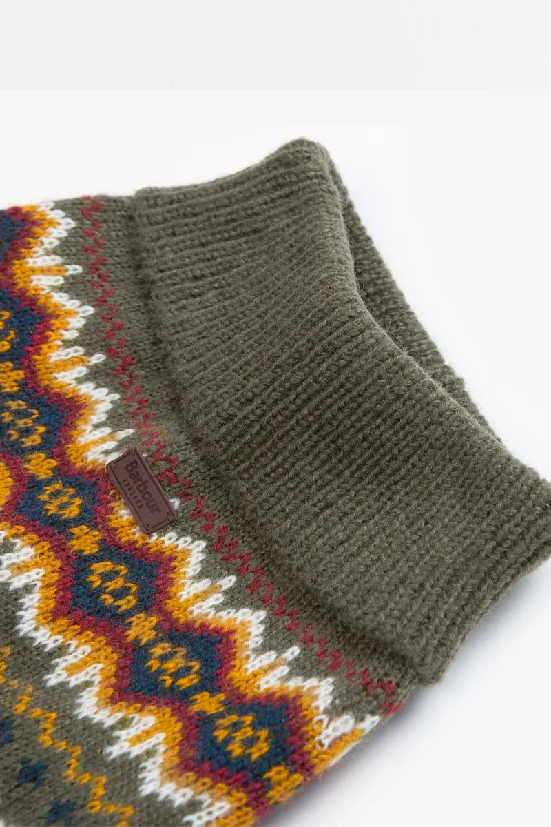CASE FAIR ISLE DOG JUMPER OLIVE