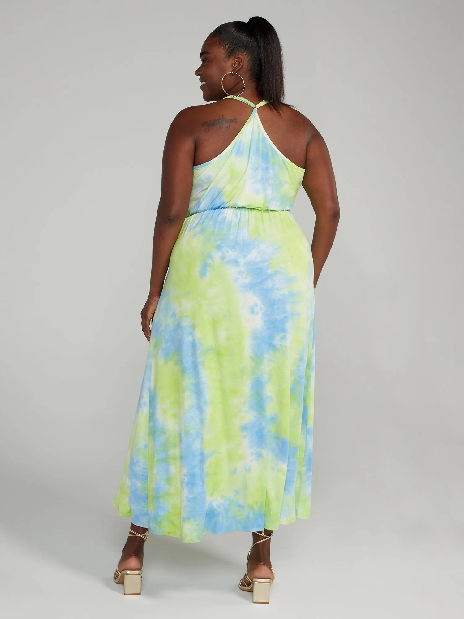 Fashion To Figure - Tie Dye Halter Style Maxi Dress