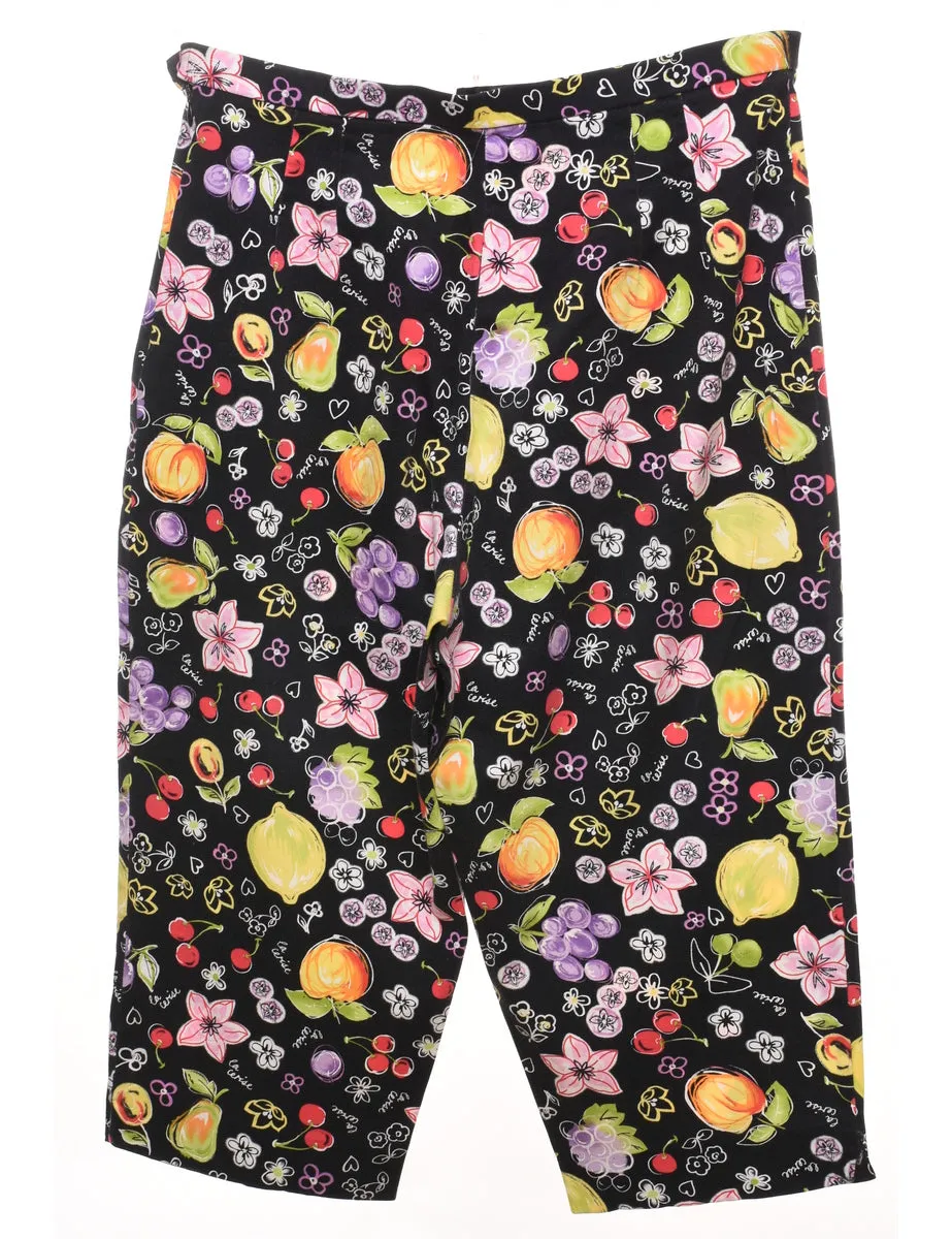 Floral Print Cropped Trousers - W32 L19