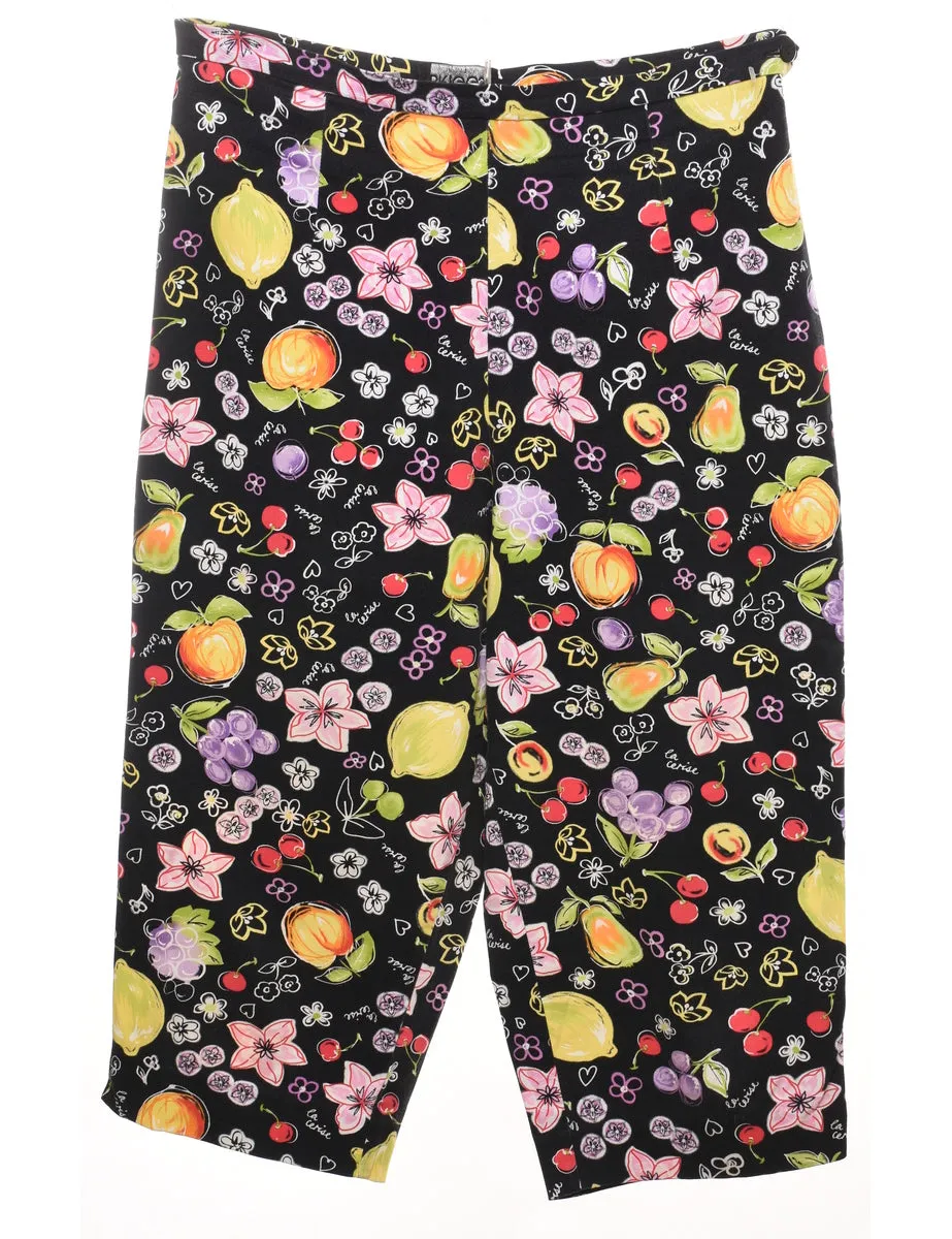 Floral Print Cropped Trousers - W32 L19