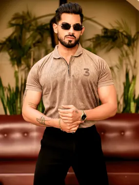French Beige Polo Imported Cotton Half Sleeve Premium Designer T-Shirt