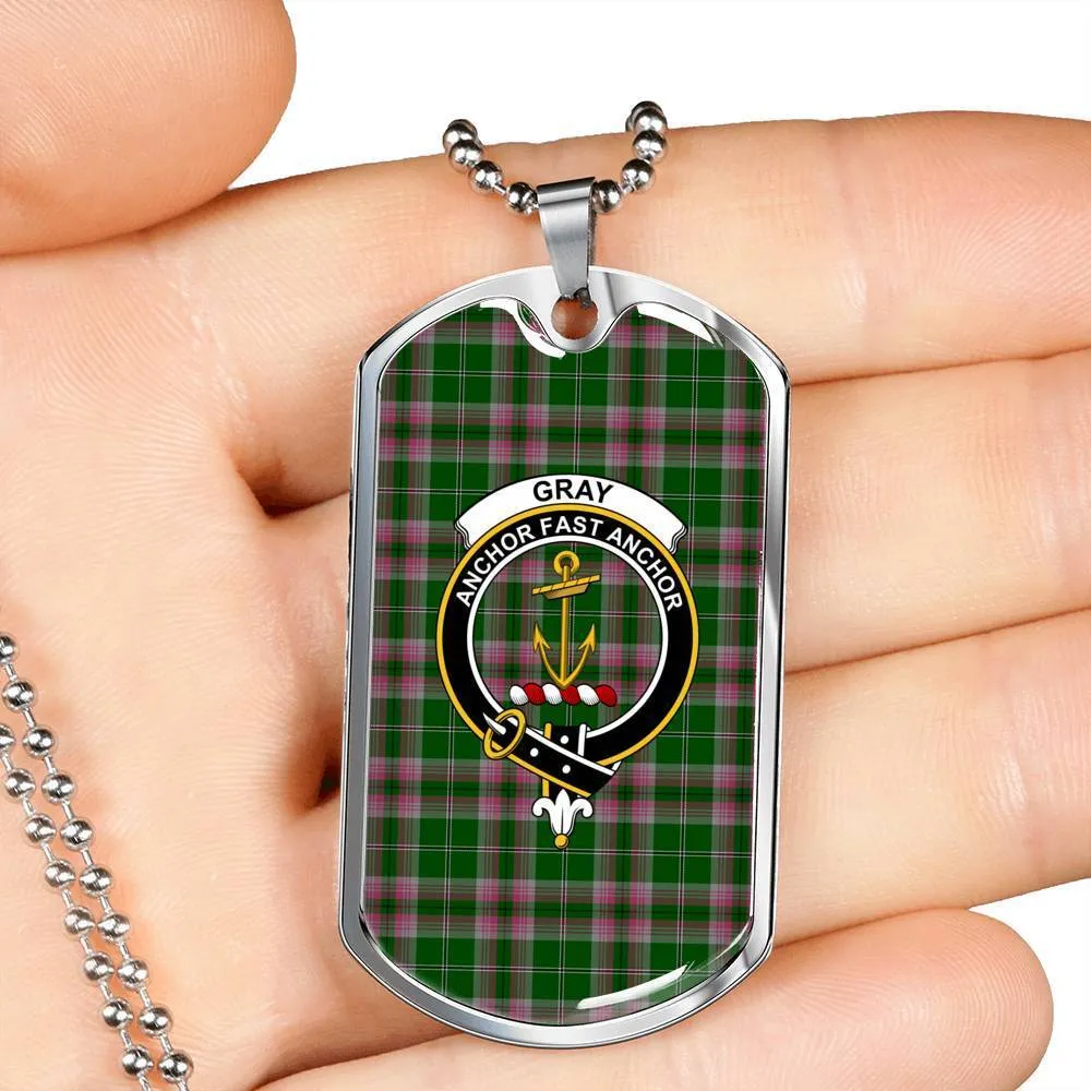 Gray Hunting Tartan Dog Tag