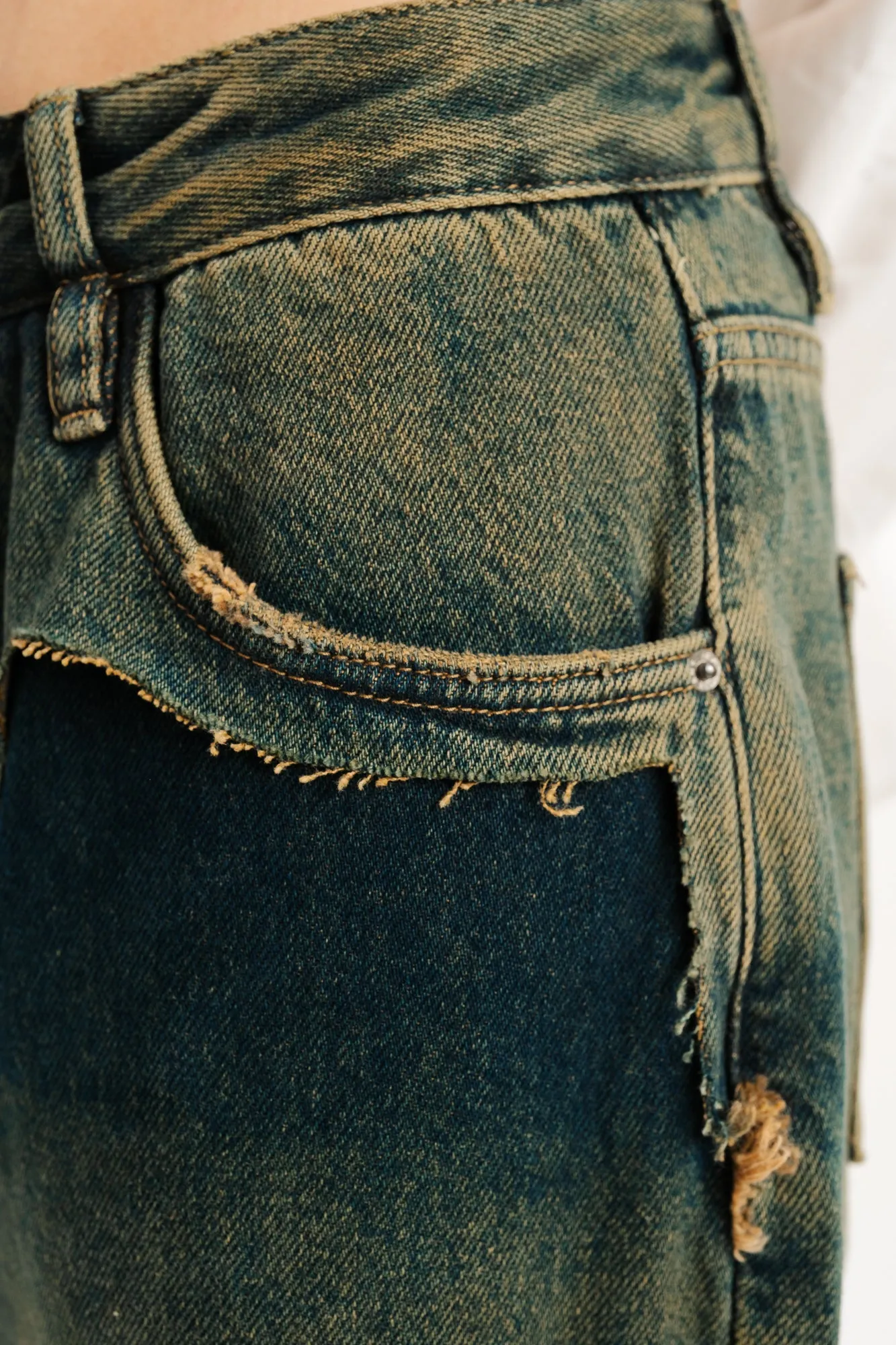 Green Faded Denim Jeans