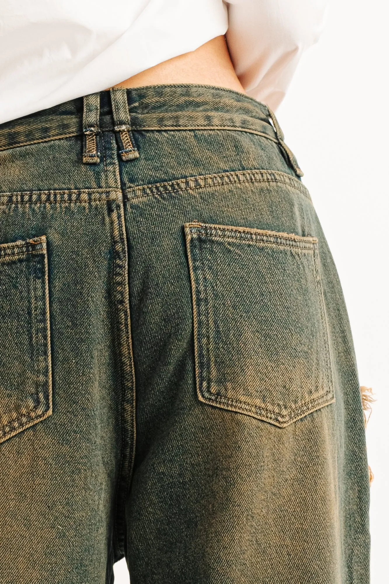 Green Faded Denim Jeans