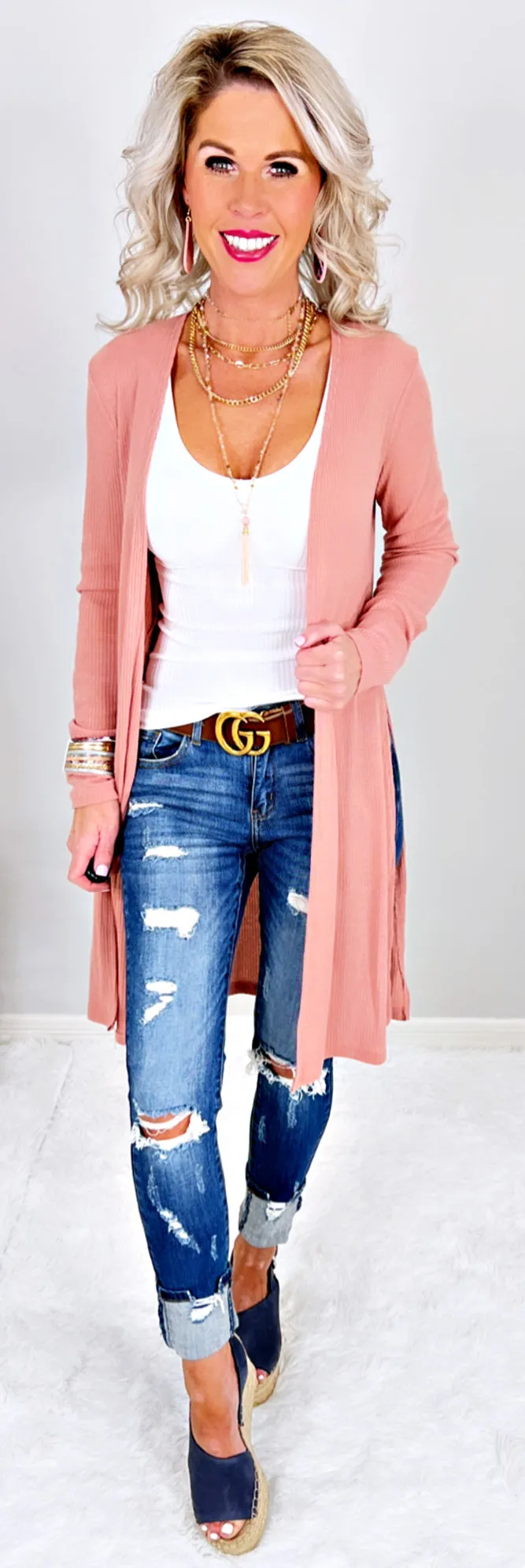 Keep Your Secrets Cardigan - Rose