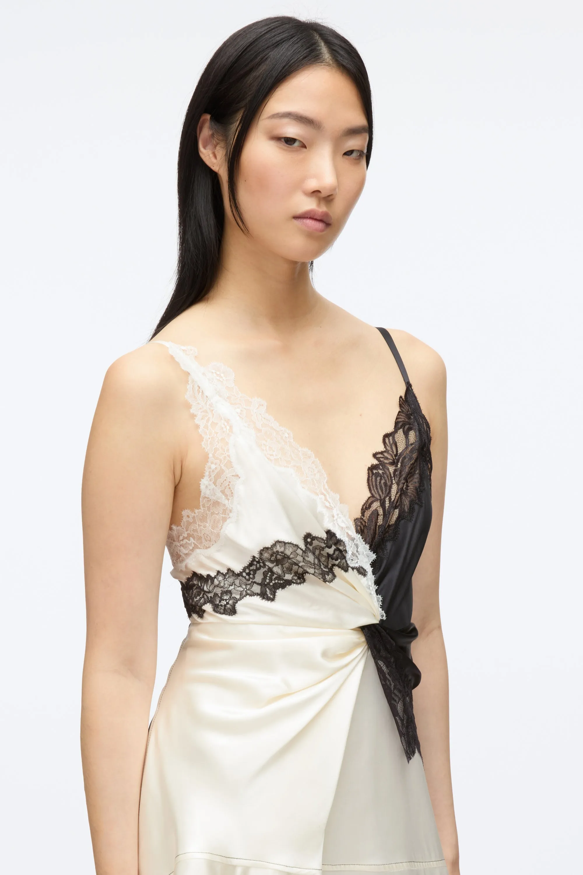 Liquid Satin Twist Slip Dress