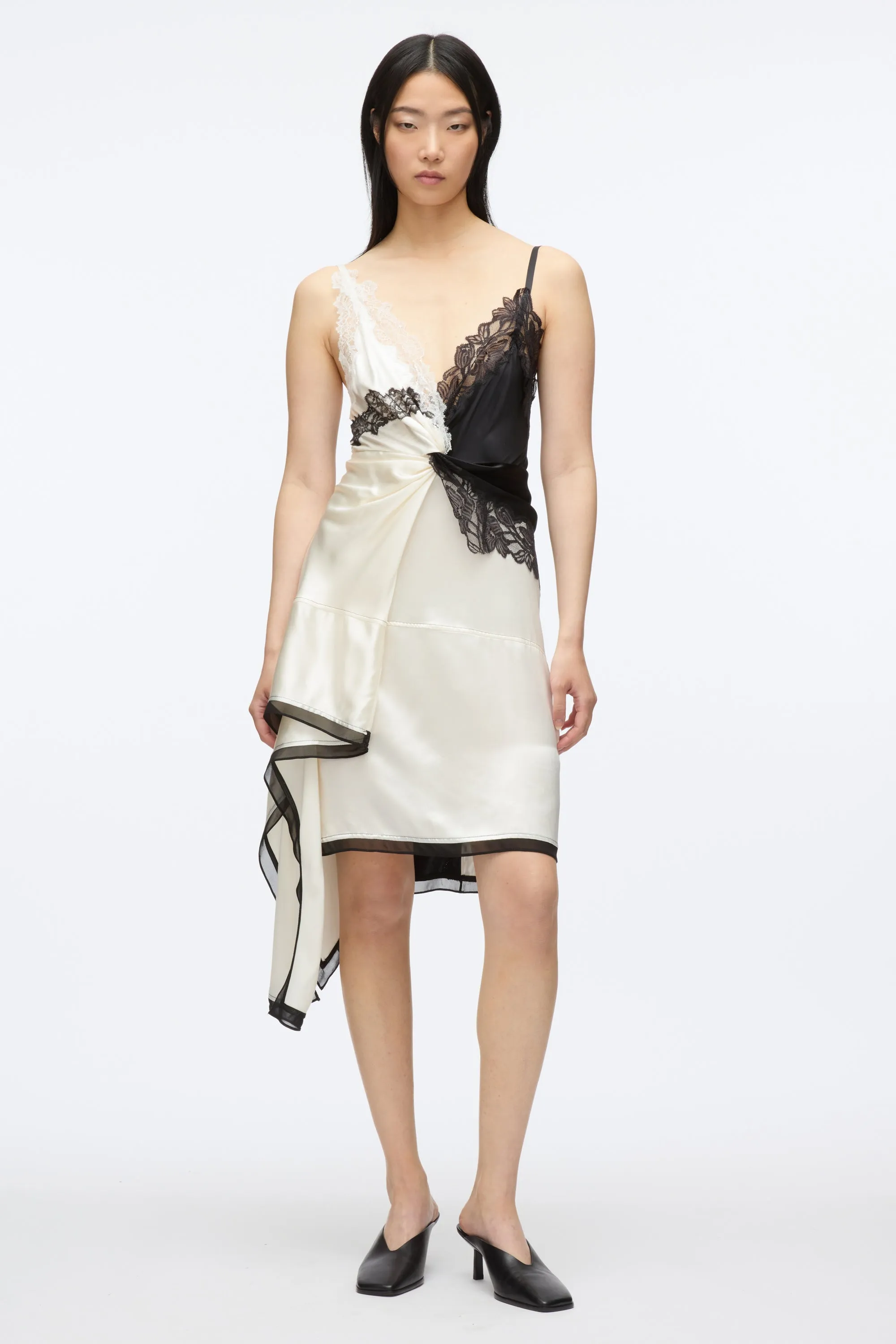 Liquid Satin Twist Slip Dress