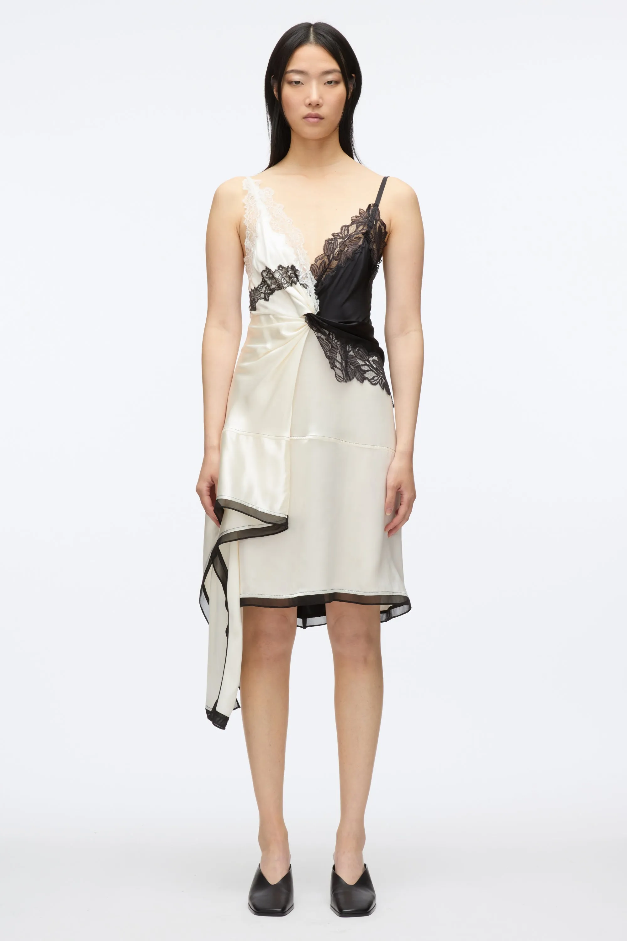 Liquid Satin Twist Slip Dress