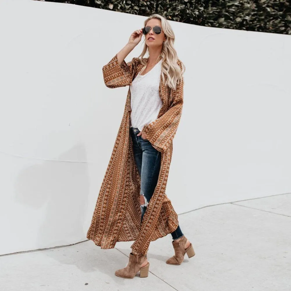 Long Tan Kimono Cardigan