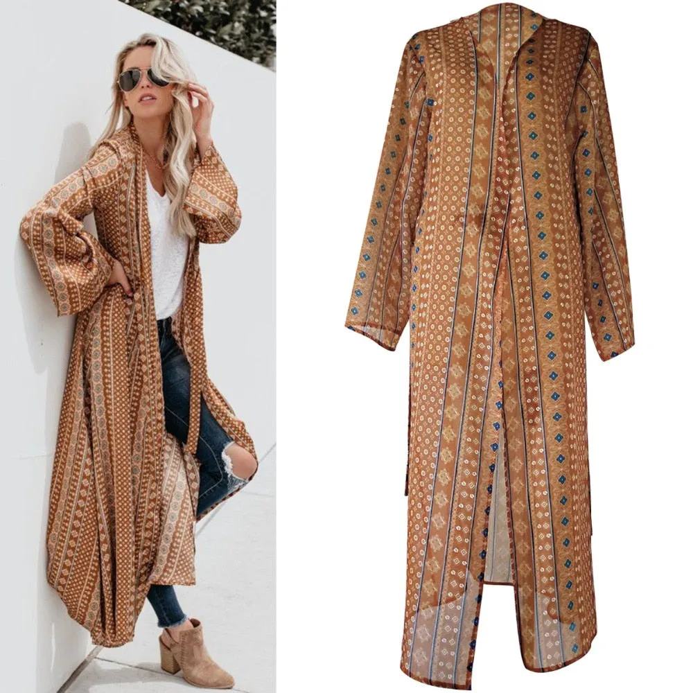 Long Tan Kimono Cardigan