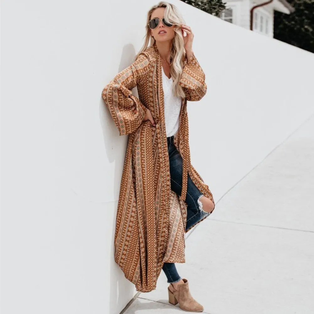 Long Tan Kimono Cardigan