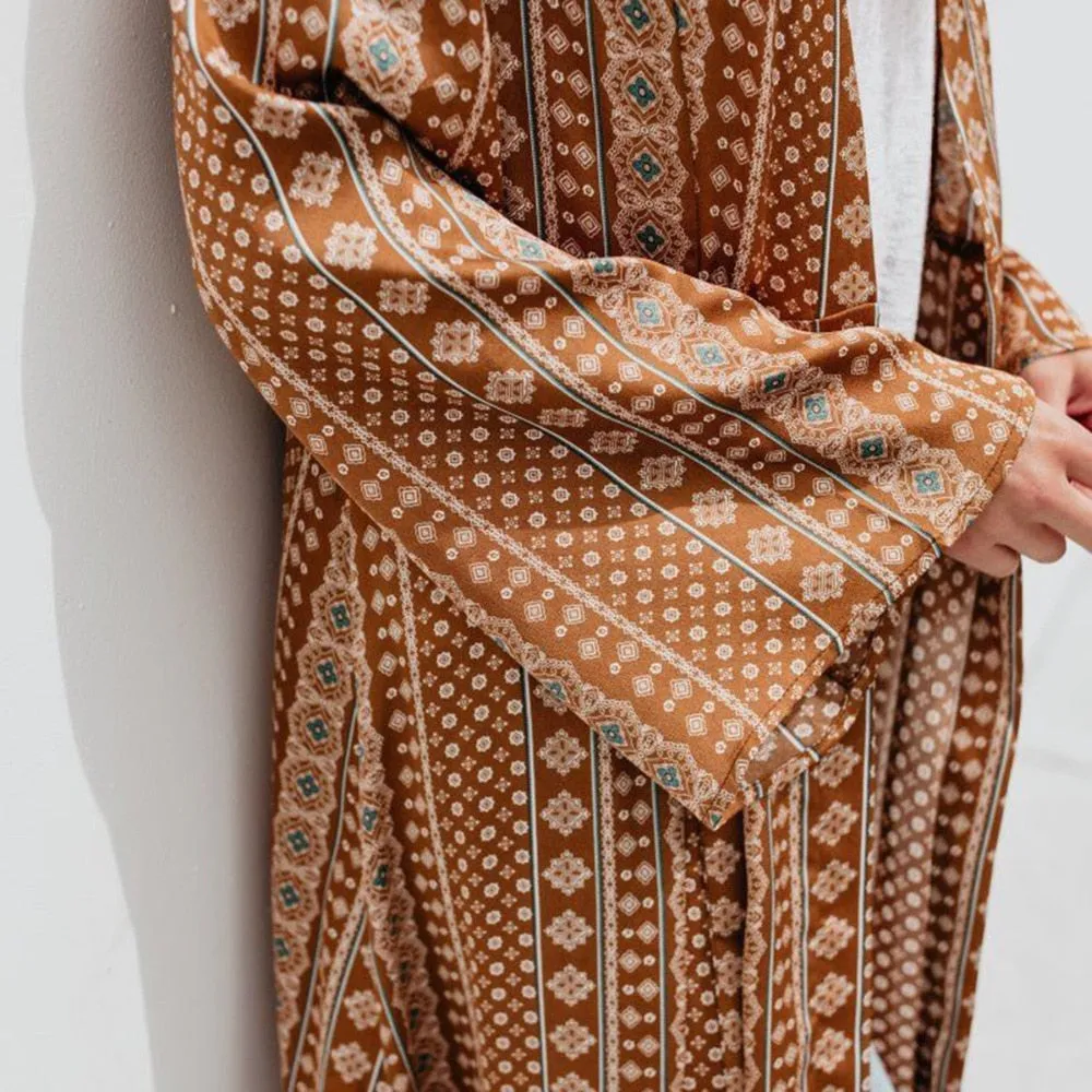 Long Tan Kimono Cardigan