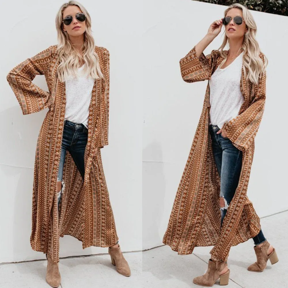 Long Tan Kimono Cardigan
