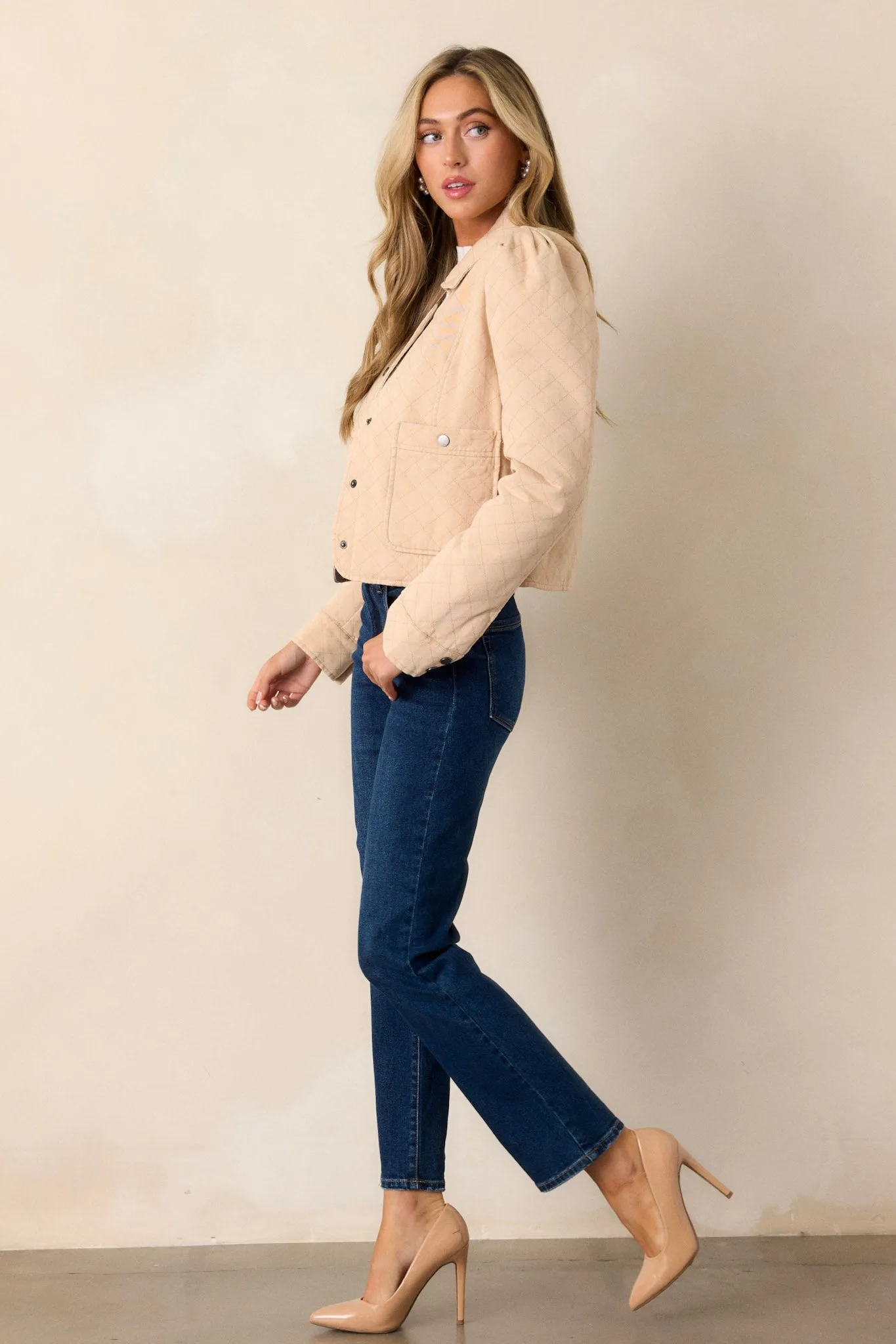 Majestic Motion Cotton Taupe Quilted Jacket