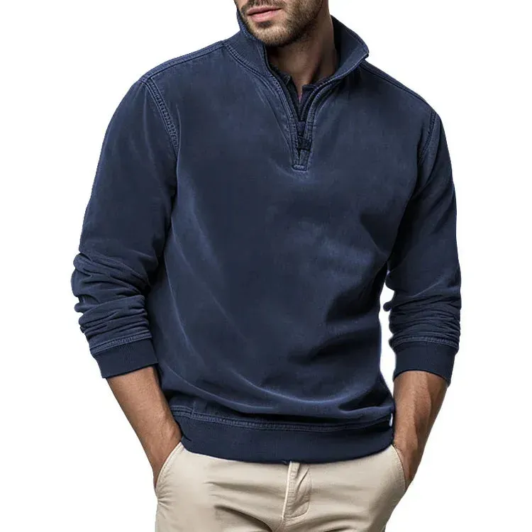 Men's Cozy Fleece Knitted Jumper with Zipper Closure | Ideal for Autumn/Winter