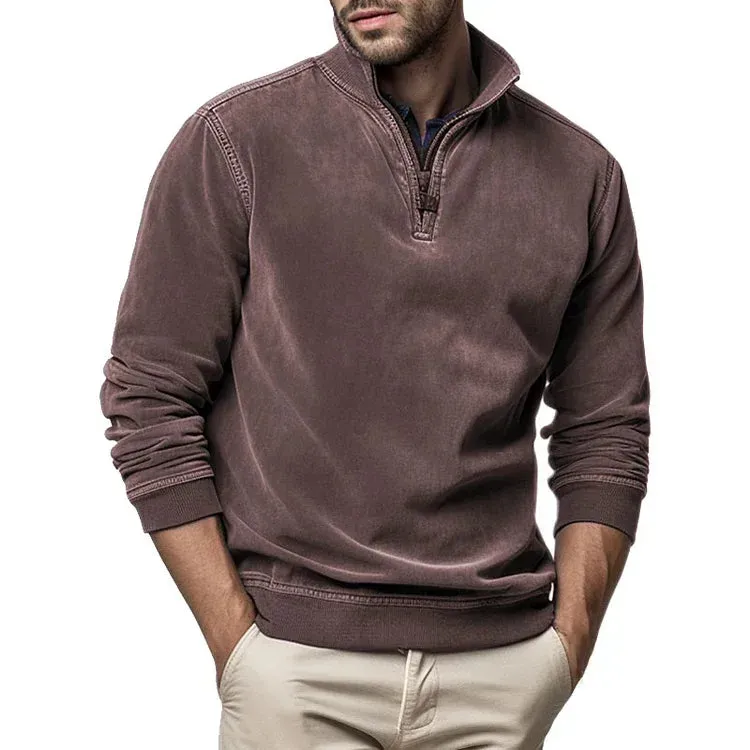 Men's Cozy Fleece Knitted Jumper with Zipper Closure | Ideal for Autumn/Winter