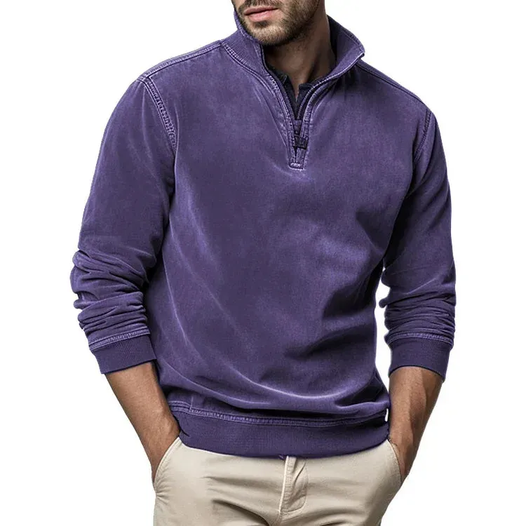 Men's Cozy Fleece Knitted Jumper with Zipper Closure | Ideal for Autumn/Winter