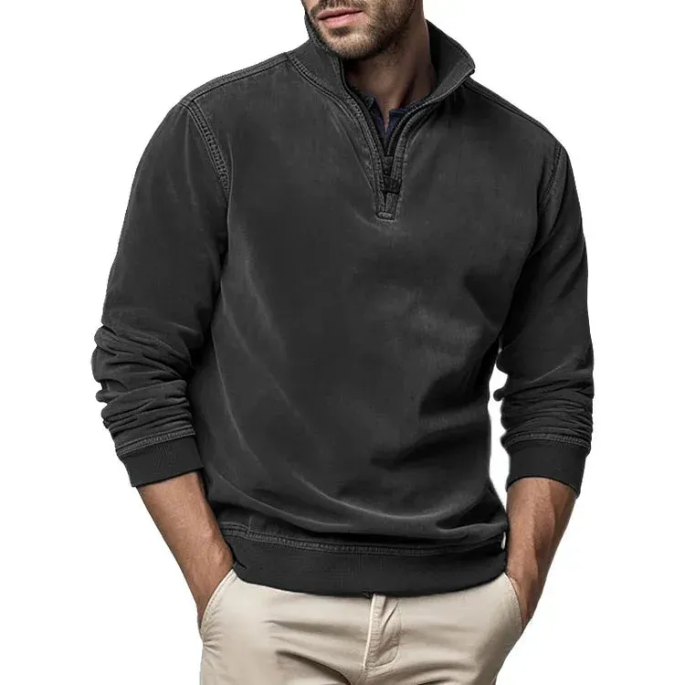 Men's Cozy Fleece Knitted Jumper with Zipper Closure | Ideal for Autumn/Winter