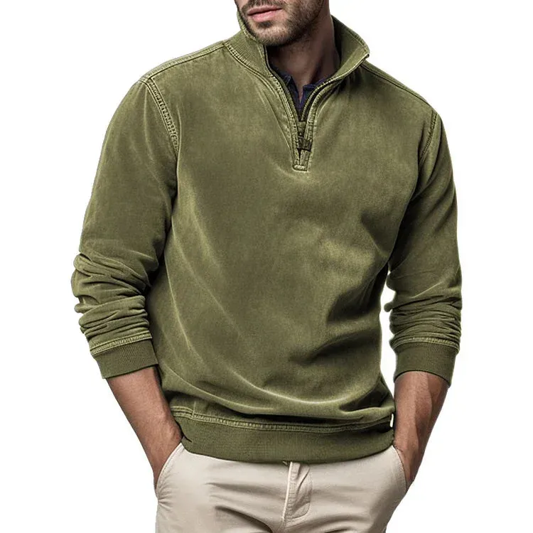 Men's Cozy Fleece Knitted Jumper with Zipper Closure | Ideal for Autumn/Winter