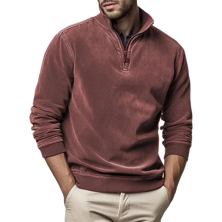 Men's Cozy Fleece Knitted Jumper with Zipper Closure | Ideal for Autumn/Winter