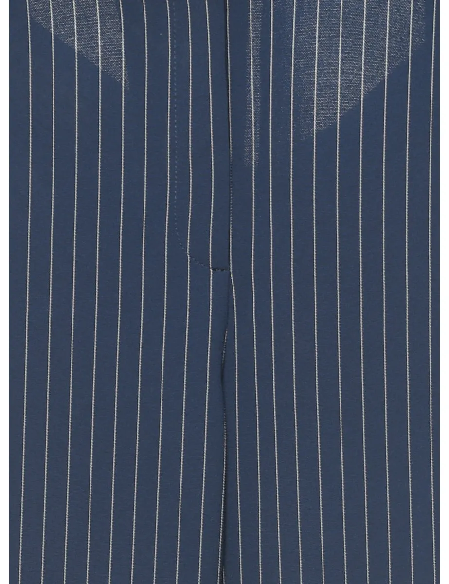 Pinstriped Navy Trousers - W35 L28
