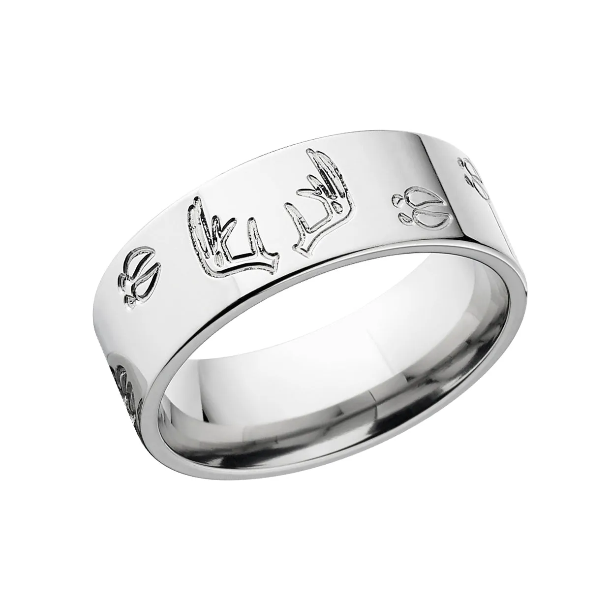 Rugged Titanium Antler Ring - Deer Track Ring, USA Titanium Bands