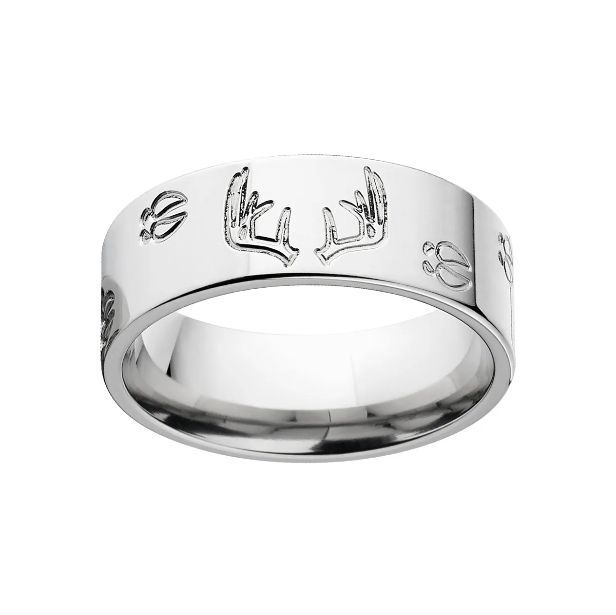 Rugged Titanium Antler Ring - Deer Track Ring, USA Titanium Bands