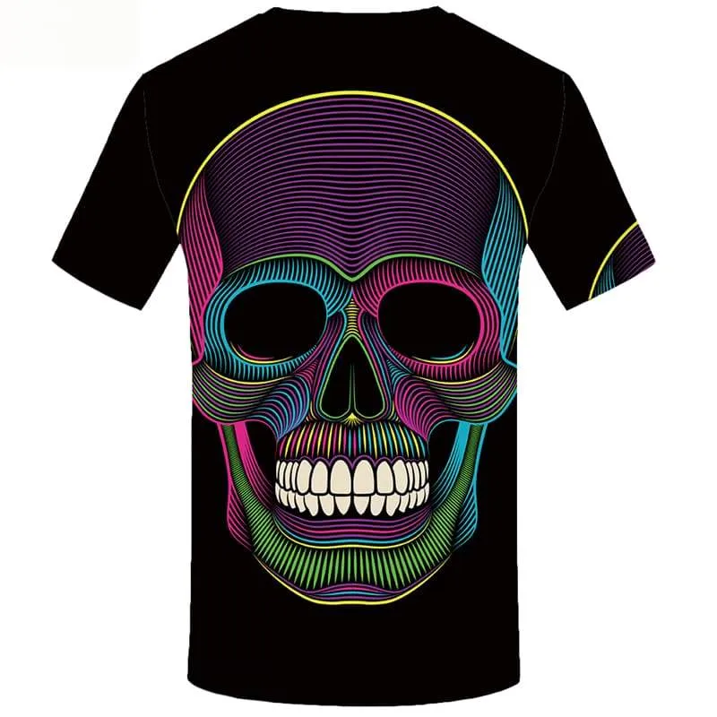 Skull T-shirt Men Graffiti T shirts Funny Colorful Tshirt Anime Short Sleeve