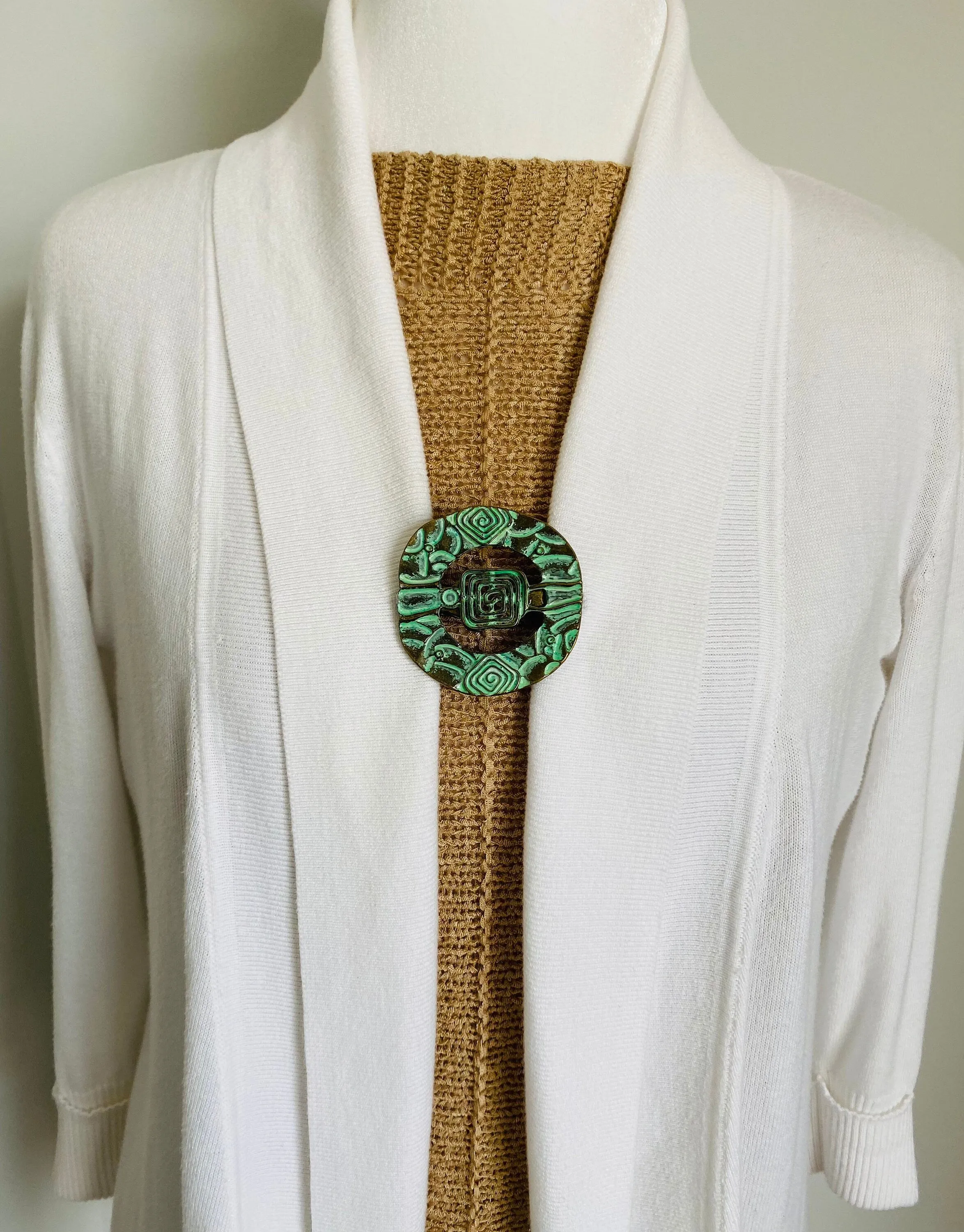 Sweater Clips Patina Tribal Boho Cardigan Clasp Gold Sweater Clip Spiral Sweater Guard Gift Gifts for Her by Fabulici
