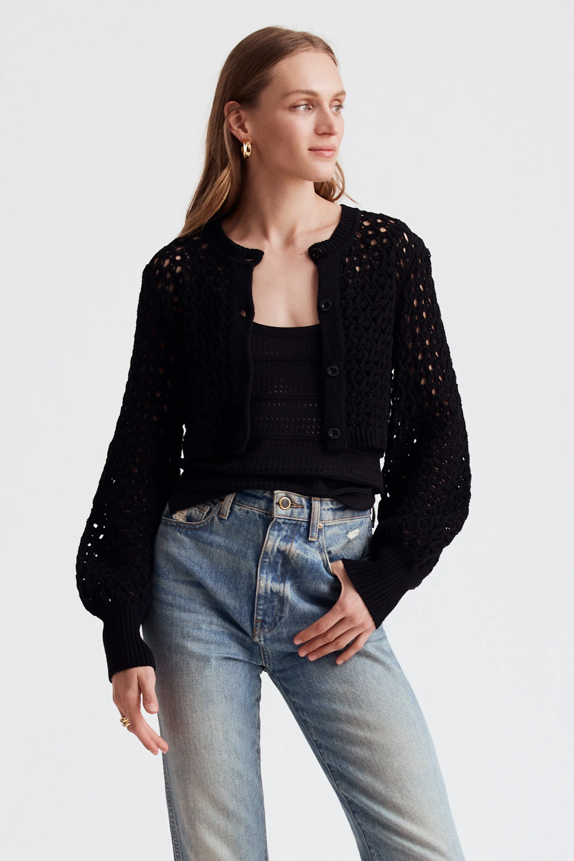 Tori Crochet Blouson Cardigan