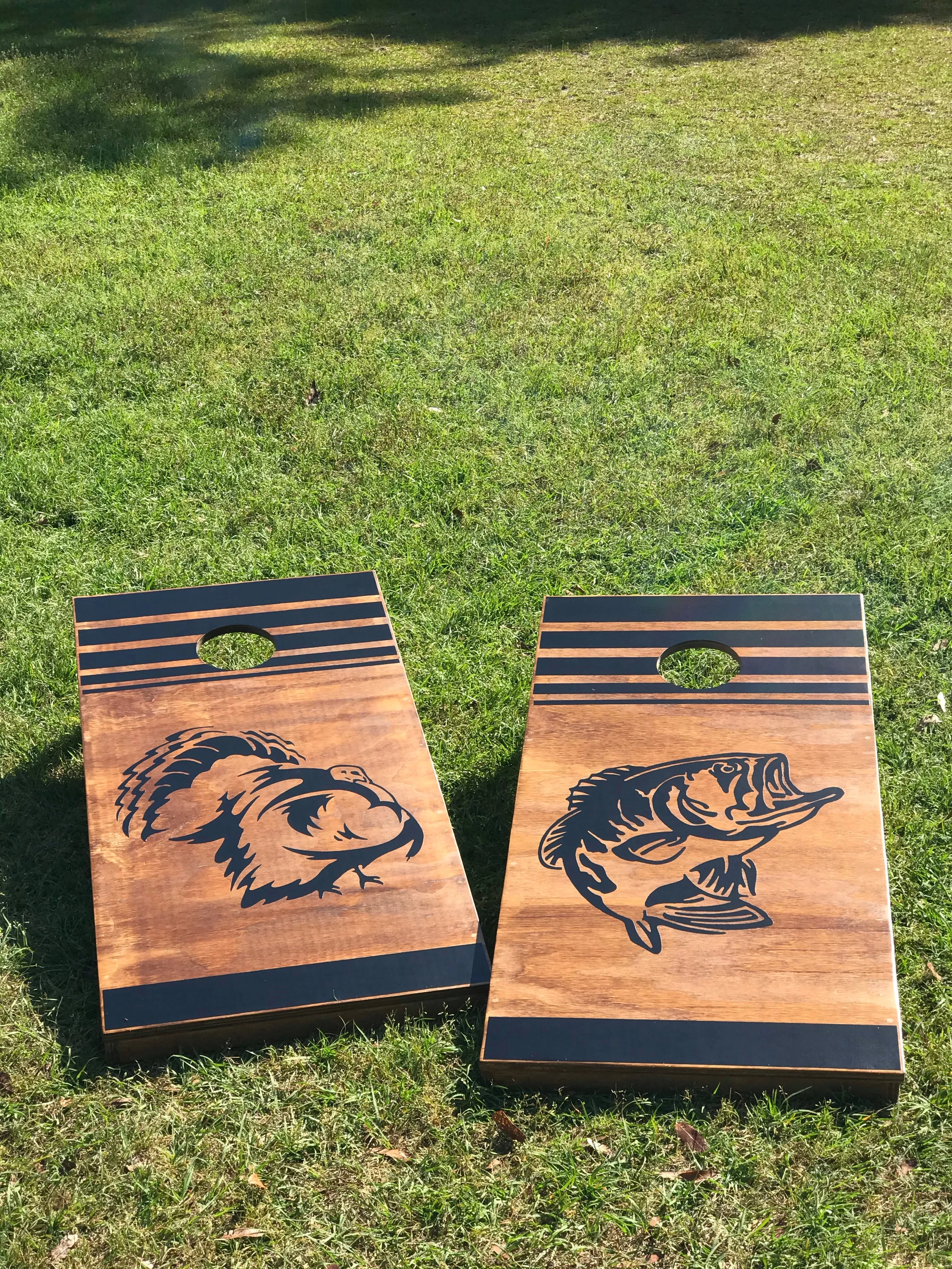 Turkey & Bass Cornhole Set With Bean Bags